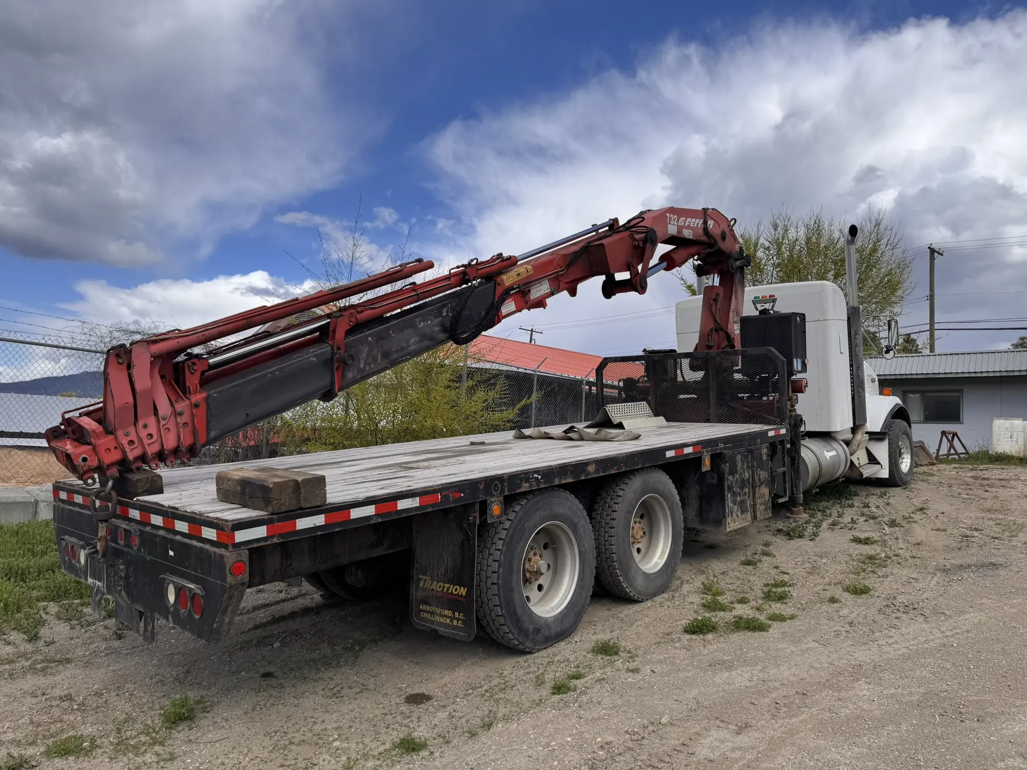 Crane truck prepared for site service and equipment delivery