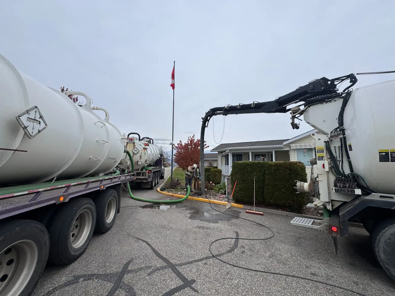 Vacuum service equipment working at an Okanagan property